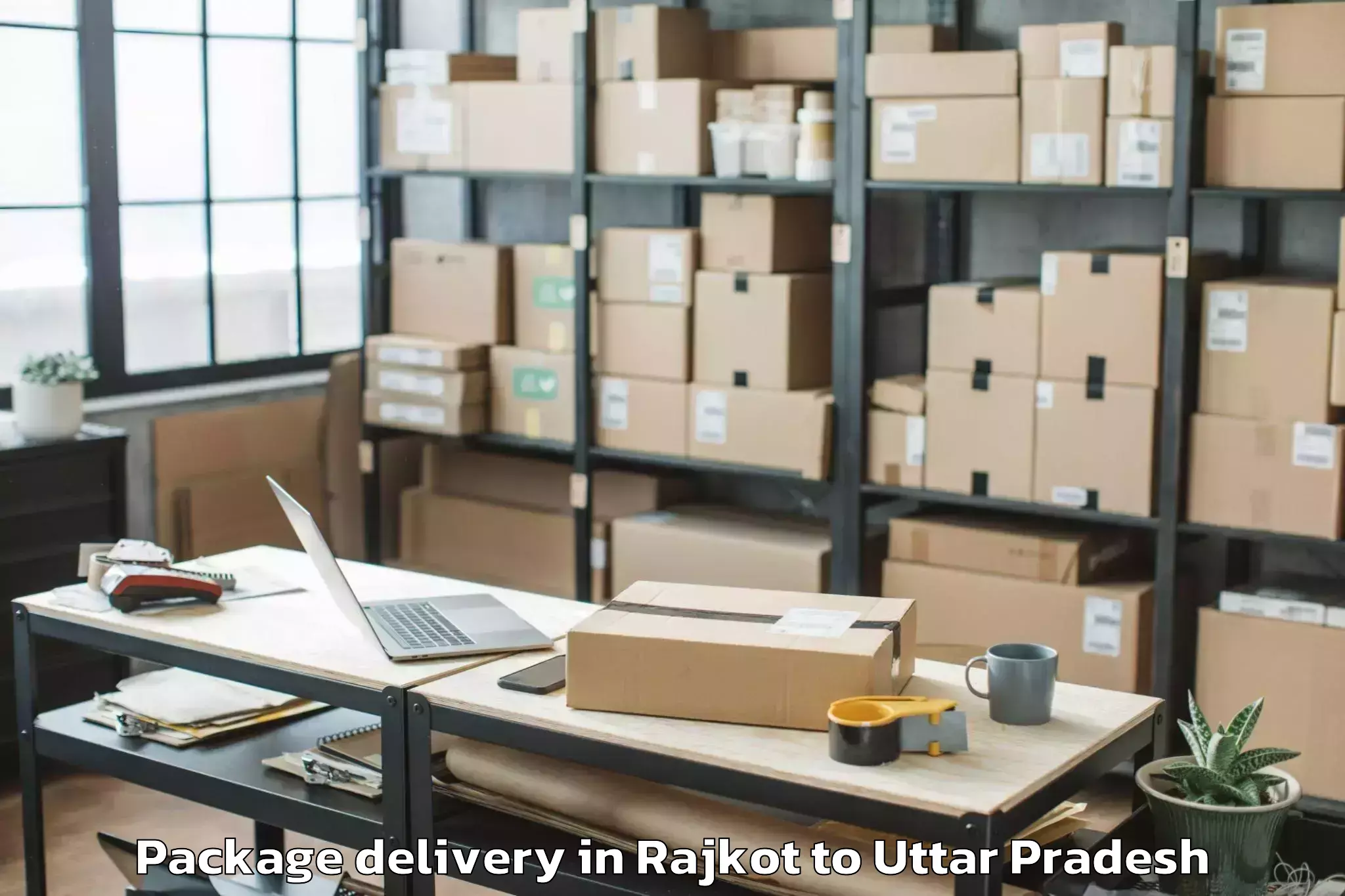 Hassle-Free Rajkot to Afzalgarh Package Delivery